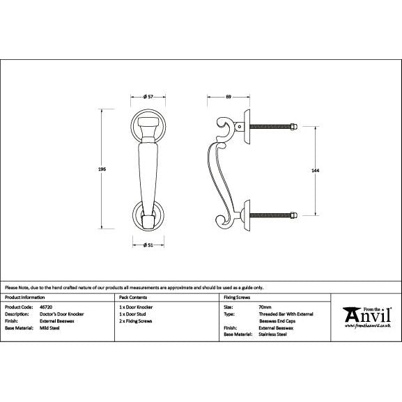 From The Anvil - External Beeswax Doctors Door Knocker - 46720