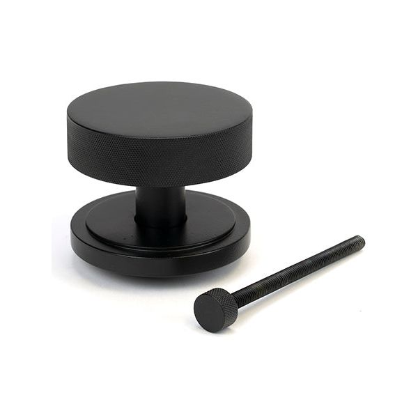 From The Anvil - Matt Black Brompton Centre Door Knob (Art Deco) - 46759