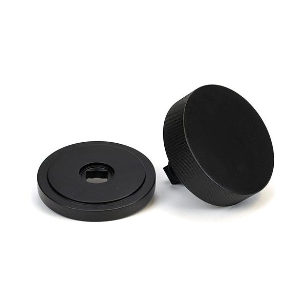 From The Anvil - Matt Black Brompton Centre Door Knob (Art Deco) - 46759