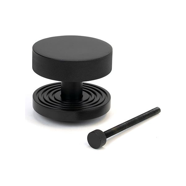 From The Anvil - Matt Black Brompton Centre Door Knob (Beehive) - 46760