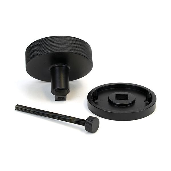 From The Anvil - Matt Black Brompton Centre Door Knob (Beehive) - 46760