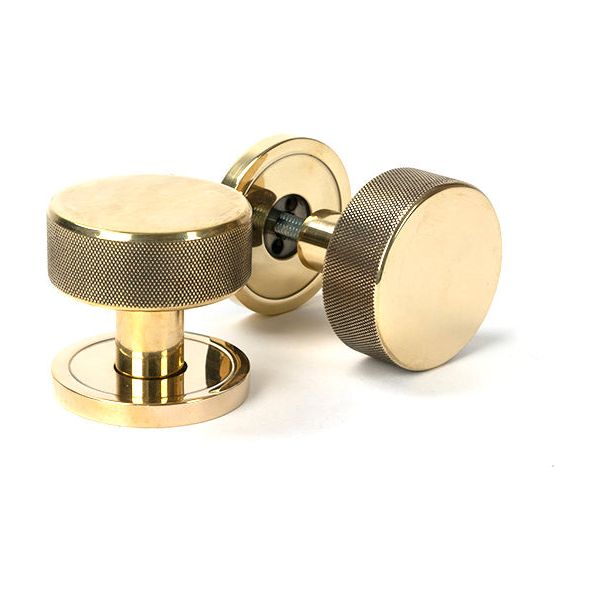 From The Anvil - Aged Brass Brompton Mortice/Rim Knob Set (Plain) - Aged Brass  - 46774