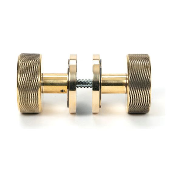 From The Anvil - Aged Brass Brompton Mortice/Rim Knob Set (Art Deco) - Aged Brass  - 46775 - Choice Handles