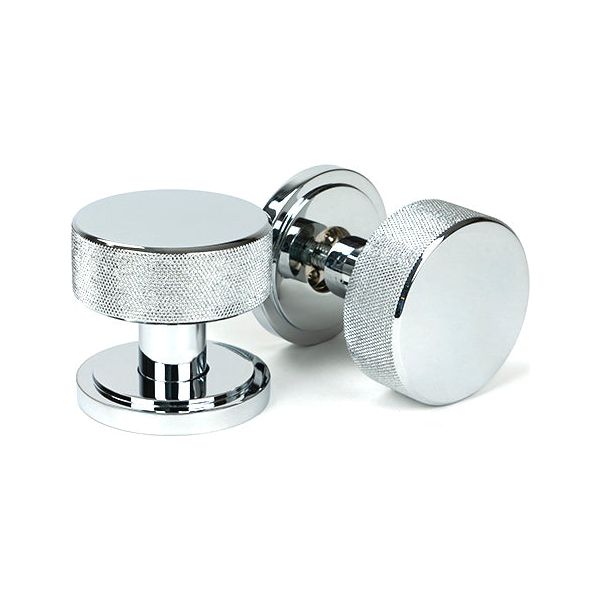 From The Anvil - Polished Chrome Brompton Mortice/Rim Knob Set (Art Deco) - Polished Chrome  - 46779