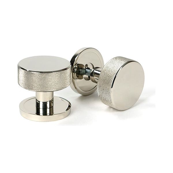 From The Anvil - Polished Nickel Brompton Mortice/Rim Knob Set (Plain) - Polished Nickel  - 46782 - Choice Handles