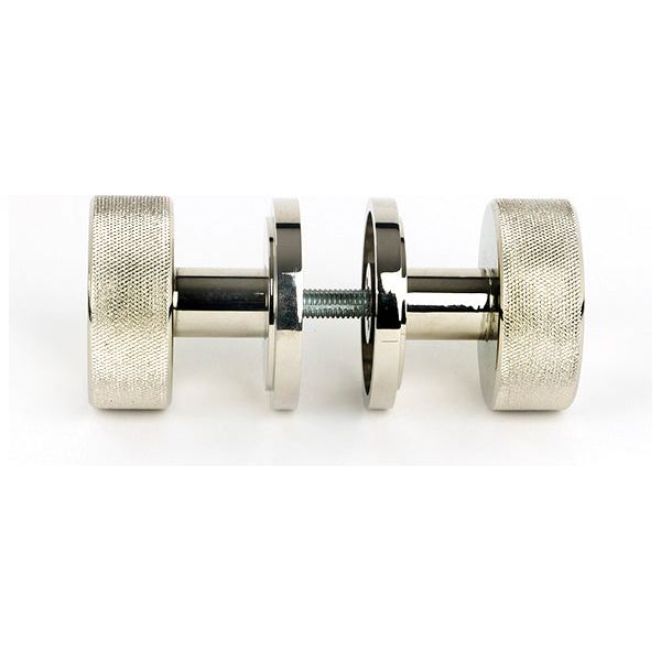 From The Anvil - Polished Nickel Brompton Mortice/Rim Knob Set (Art Deco) - Polished Nickel  - 46783 - Choice Handles