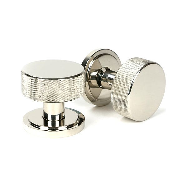 From The Anvil - Polished Nickel Brompton Mortice/Rim Knob Set (Art Deco) - Polished Nickel  - 46783 - Choice Handles