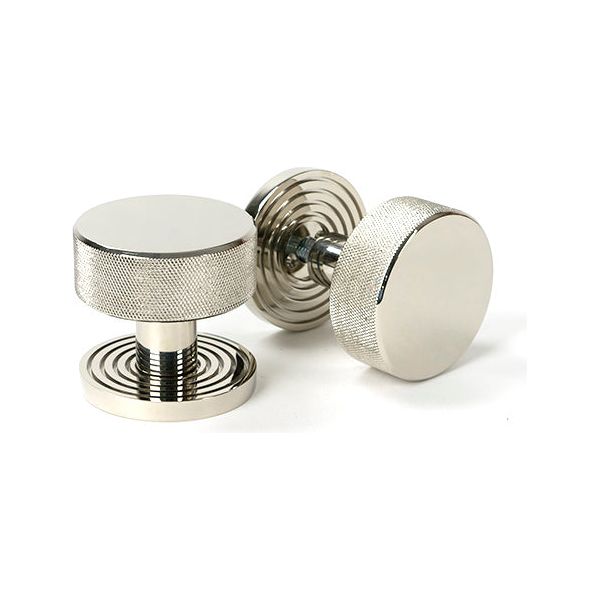 From The Anvil - Polished Nickel Brompton Mortice/Rim Knob Set (Beehive) - Polished Nickel  - 46784 - Choice Handles