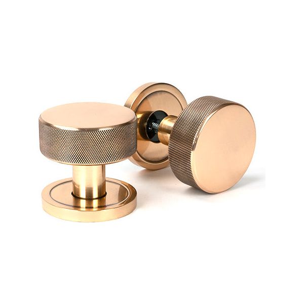From The Anvil - Polished Bronze Brompton Mortice/Rim Knob Set (Plain) - Polished Bronze  - 46790 - Choice Handles