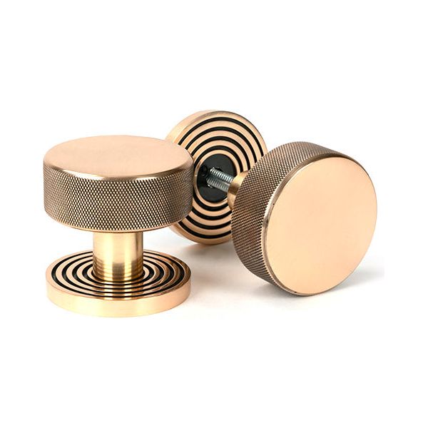 From The Anvil - Polished Bronze Brompton Mortice/Rim Knob Set (Beehive) - Polished Bronze  - 46792