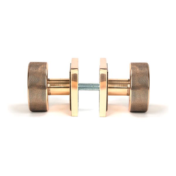 From The Anvil - Polished Bronze Brompton Mortice/Rim Knob Set (Square) - Polished Bronze  - 46793 - Choice Handles