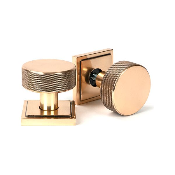 From The Anvil - Polished Bronze Brompton Mortice/Rim Knob Set (Square) - Polished Bronze  - 46793 - Choice Handles