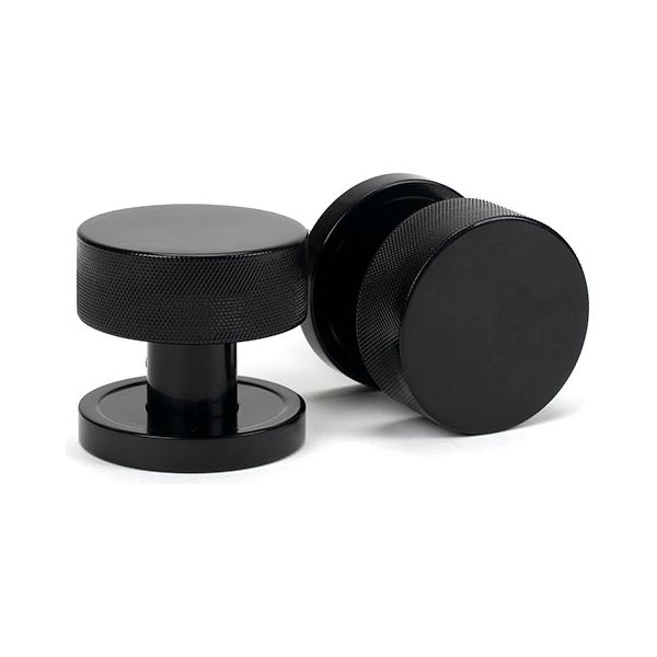 From The Anvil - Black Brompton Mortice/Rim Knob Set (Plain) - Black  - 46794