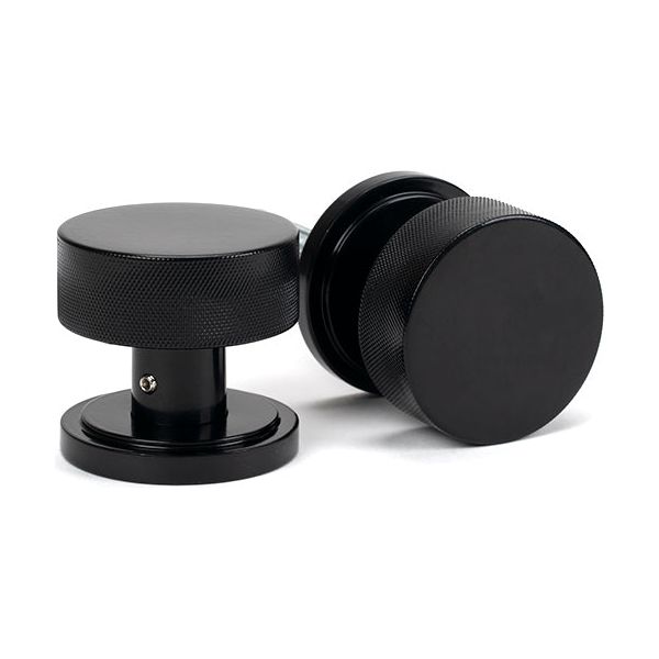 From The Anvil - Black Brompton Mortice/Rim Knob Set (Art Deco) - Black  - 46795 - Choice Handles