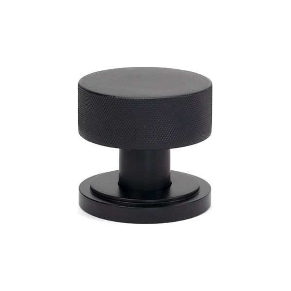 From The Anvil - Matt Black Brompton Mortice/Rim Knob Set (Art Deco) - Matt Black  - 46799 - Choice Handles