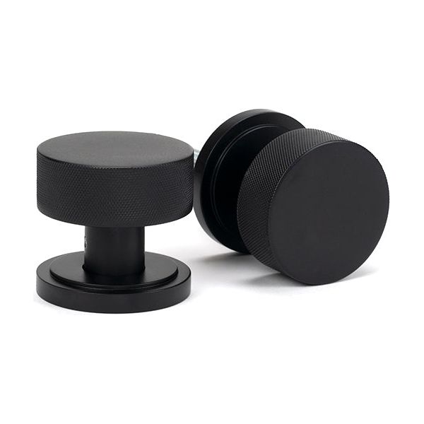 From The Anvil - Matt Black Brompton Mortice/Rim Knob Set (Art Deco) - Matt Black  - 46799 - Choice Handles