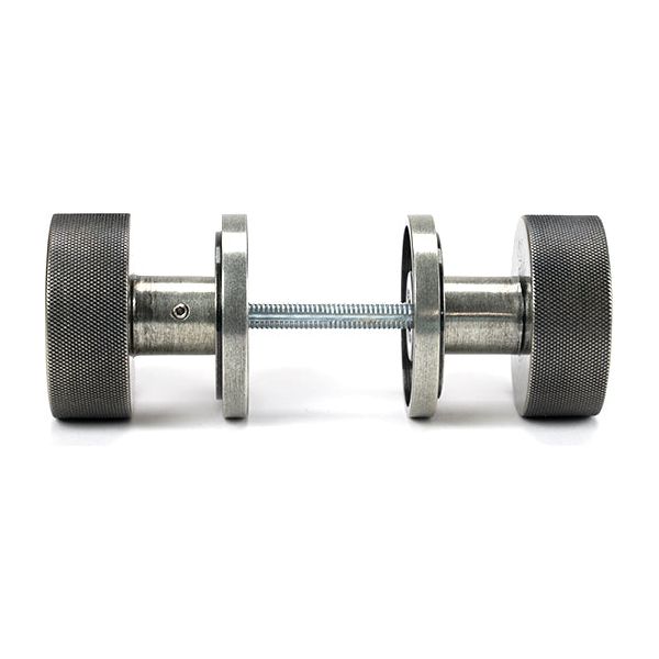 From The Anvil - Pewter Brompton Mortice/Rim Knob Set (Art Deco) - Pewter Patina  - 46803 - Choice Handles