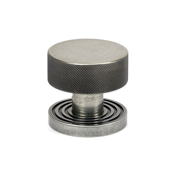 From The Anvil - Pewter Brompton Mortice/Rim Knob Set (Square) - Pewter Patina  - 46805 - Choice Handles