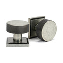 From The Anvil - Pewter Brompton Mortice/Rim Knob Set (Square) - Pewter Patina  - 46805 - Choice Handles