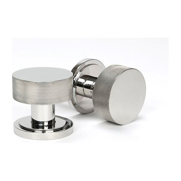 From The Anvil - Polished Marine SS (316) Brompton Mortice/Rim Knob Set (Art Deco) - Polished Marine SS (316)  - 46807 - Choice Handles