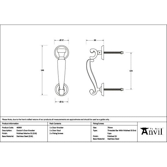From The Anvil - Polished Marine SS (316) Doctor's Door Knocker - 46909