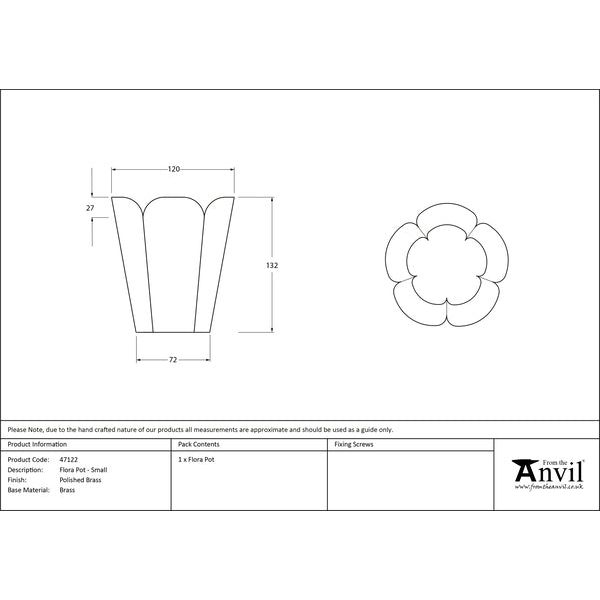 From The Anvil - Smooth Brass Flora Pot - Small - Smooth Brass  - 47122