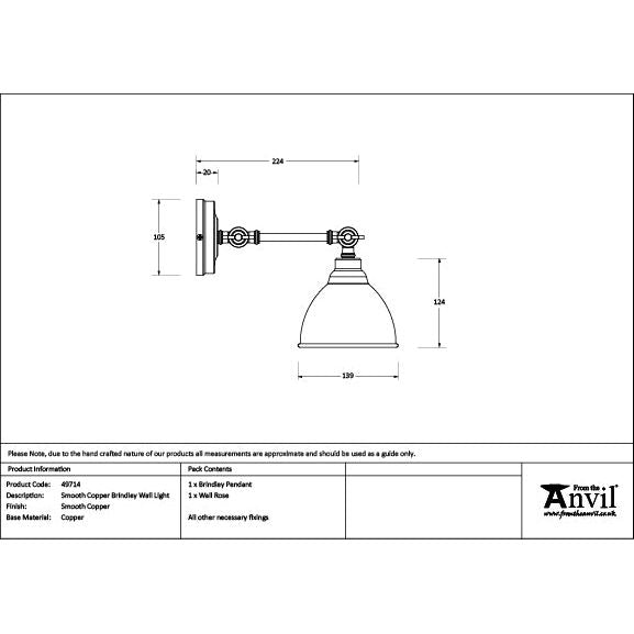 From The Anvil - Smooth Copper Brindley Wall Light - Smooth Copper  - 49714
