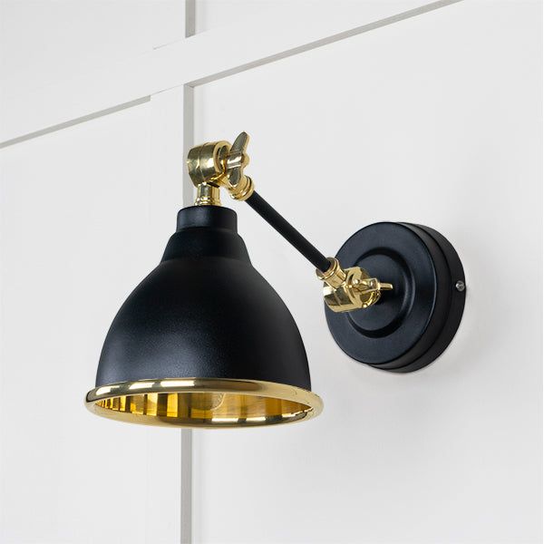 From The Anvil - Smooth Brass Brindley Wall Light in Elan Black - Smooth Brass  - 49716SEB