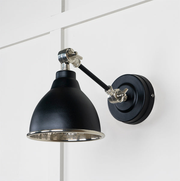 From The Anvil - Hammered Nickel Brindley Wall Light in Flock - Hammered Nickel  - 49718SF