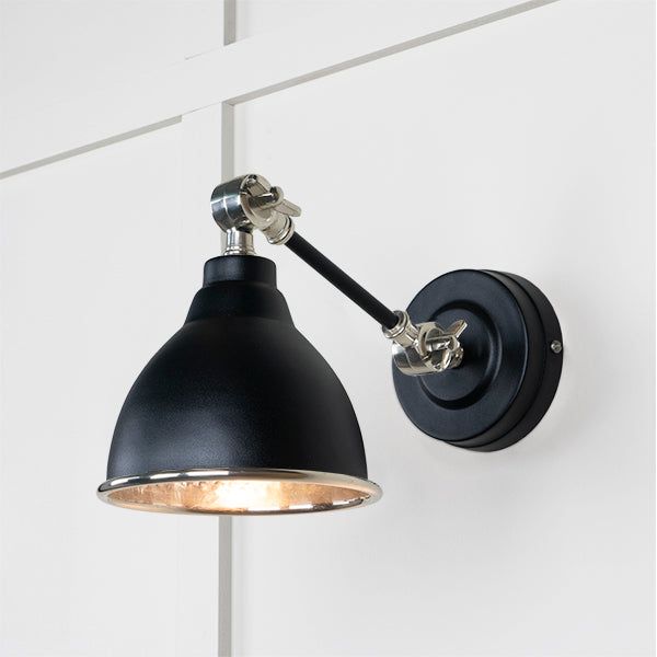 From The Anvil - Hammered Nickel Brindley Wall Light in Elan Black - Hammered Nickel  - 49718SEB
