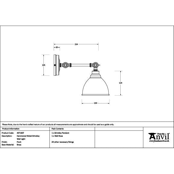 From The Anvil - Hammered Nickel Brindley Wall Light in Flock - Hammered Nickel  - 49718SF