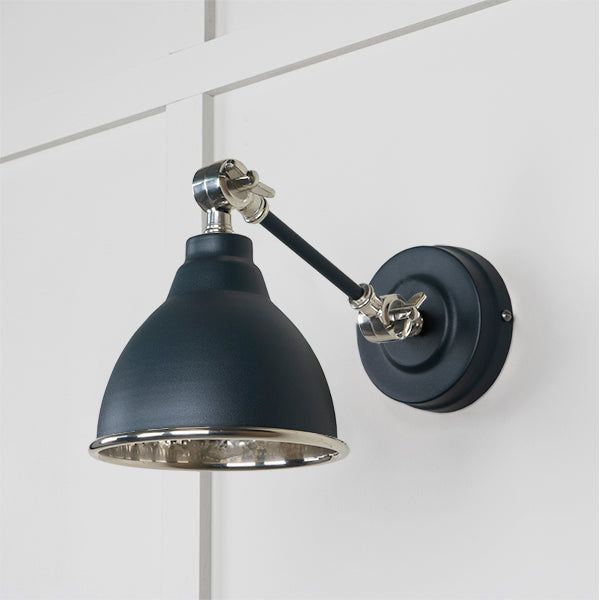From The Anvil - Hammered Nickel Brindley Wall Light in Soot - Hammered Nickel  - 49718SSO