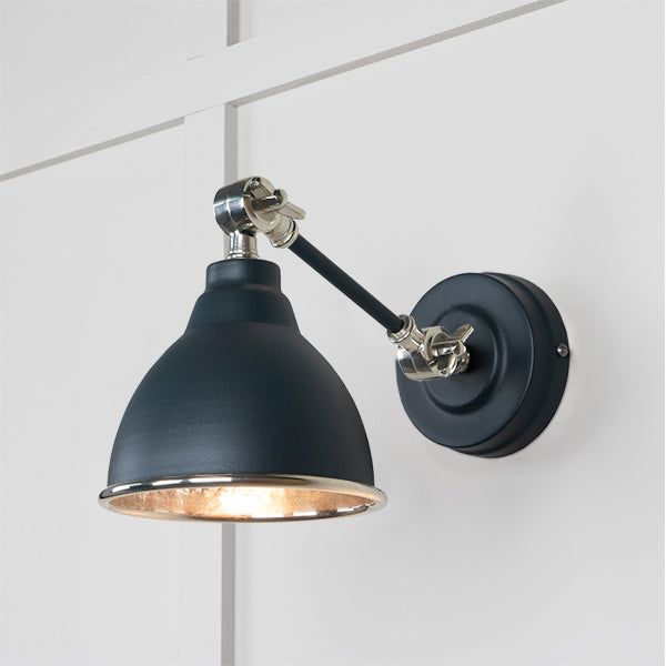 From The Anvil - Hammered Nickel Brindley Wall Light in Soot - Hammered Nickel  - 49718SSO