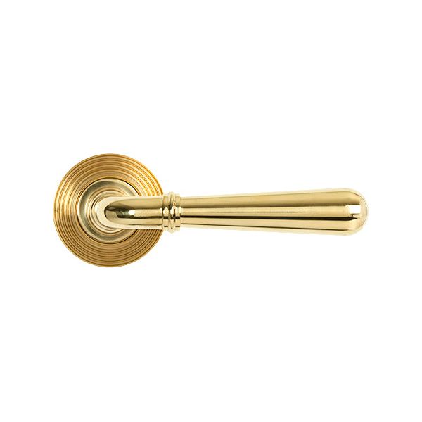 From The Anvil - Polished Brass Newbury Lever on Rose Set (Square) - Polished Brass  - 50624