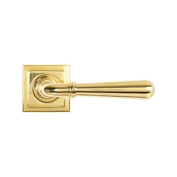 From The Anvil - Polished Brass Newbury Lever on Rose Set (Square) - Polished Brass  - 50624