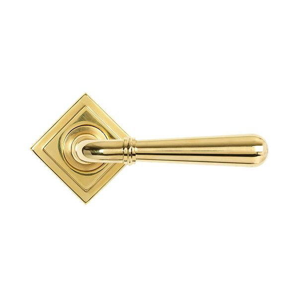 From The Anvil - Polished Brass Newbury Lever on Rose Set (Square) - Unsprung - Polished Brass  - 50625