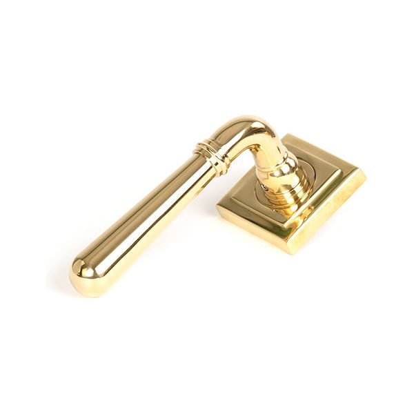 From The Anvil - Polished Brass Newbury Lever on Rose Set (Square) - Unsprung - Polished Brass  - 50625