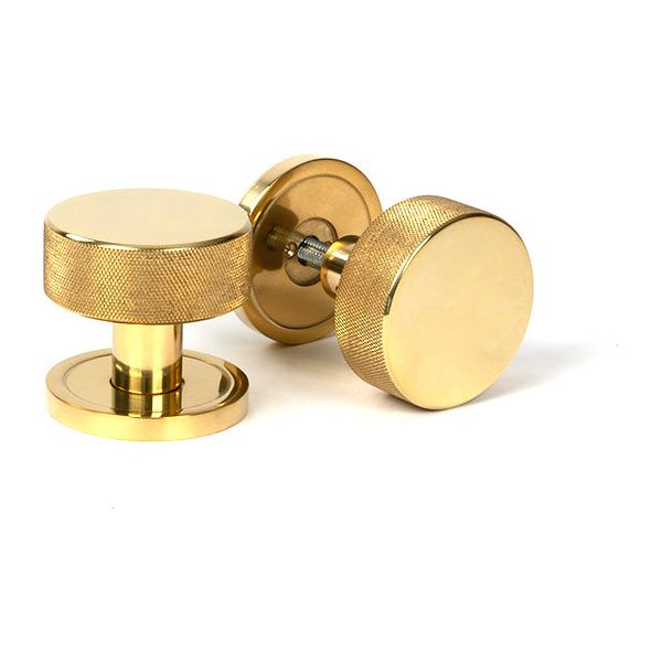 From The Anvil - Polished Brass Brompton Mortice/Rim Knob Set (Plain) - Polished Brass  - 50835