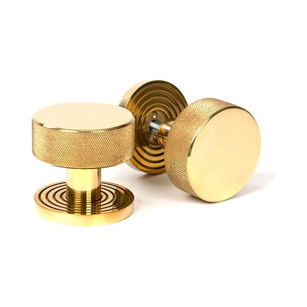 From The Anvil - Polished Brass Brompton Mortice/Rim Knob Set (Beehive) - Polished Brass  - 50837