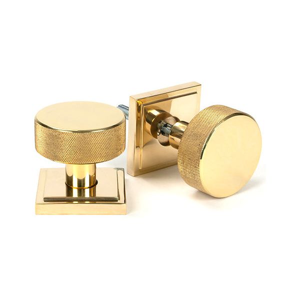 From The Anvil - Polished Brass Brompton Mortice/Rim Knob Set (Square) - Polished Brass  - 50838