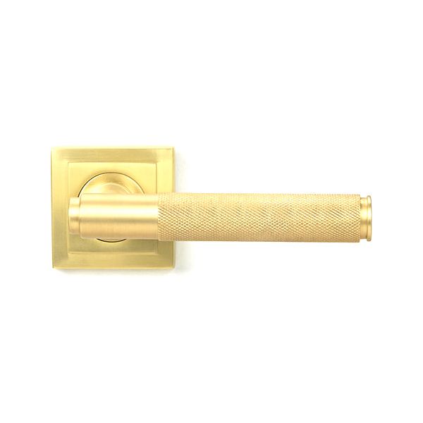 From The Anvil - Satin Brass Brompton Lever on Rose Set (Square) - Satin Brass  - 50846