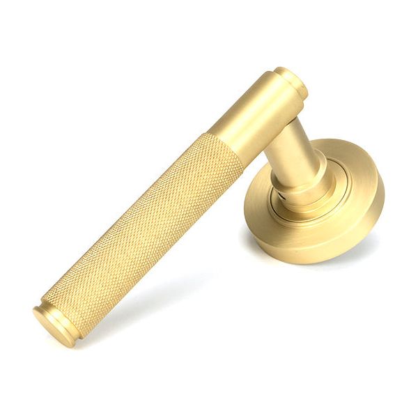 From The Anvil - Satin Brass Brompton Lever on Rose Set (Plain) - Unsprung - Satin Brass  - 50847 - Choice Handles