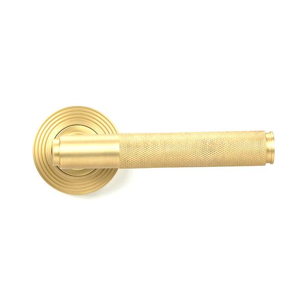 From The Anvil - Satin Brass Brompton Lever on Rose Set (Square) - Unsprung - Satin Brass  - 50850