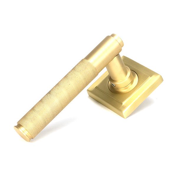 From The Anvil - Satin Brass Brompton Lever on Rose Set (Square) - Unsprung - Satin Brass  - 50850