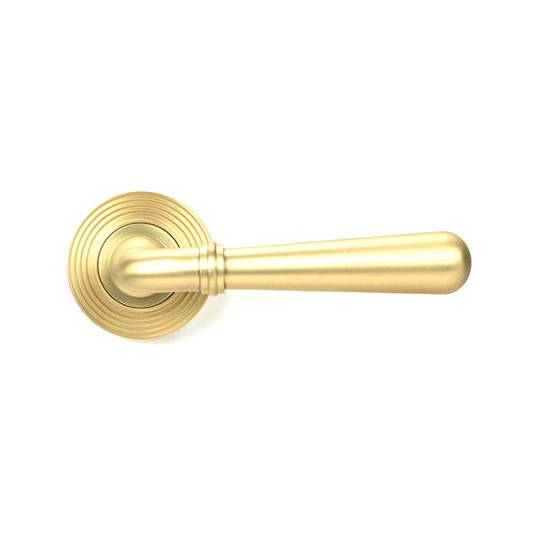 From The Anvil - Satin Brass Newbury Lever on Rose Set (Square) - Satin Brass  - 50856