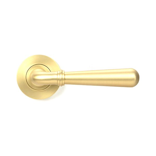 From The Anvil - Satin Brass Newbury Lever on Rose Set (Plain) - Unsprung - Satin Brass  - 50857 - Choice Handles