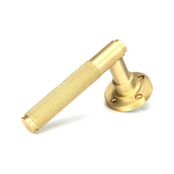 From The Anvil - Satin Brass Newbury Lever on Rose Set (Square) - Unsprung - Satin Brass  - 50860