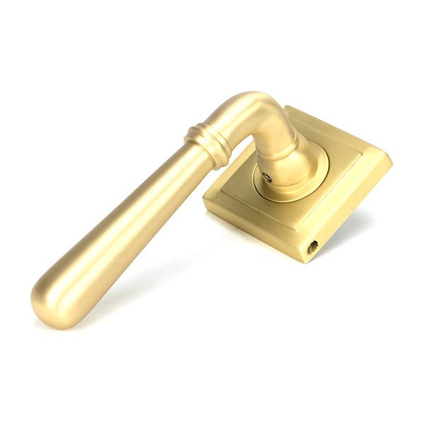 From The Anvil - Satin Brass Newbury Lever on Rose Set (Square) - Unsprung - Satin Brass  - 50860