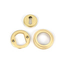 From The Anvil - Satin Brass Round Escutcheon (Art Deco) - Satin Brass  - 50873 - Choice Handles