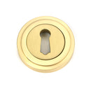 From The Anvil - Satin Brass Round Escutcheon (Art Deco) - Satin Brass  - 50873 - Choice Handles